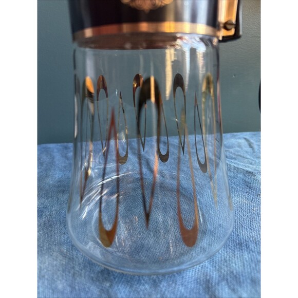 Vintage David Douglas Flameproof Glass Coffee Carafe 8 Cup MCM Gold - Picture 4 of 11